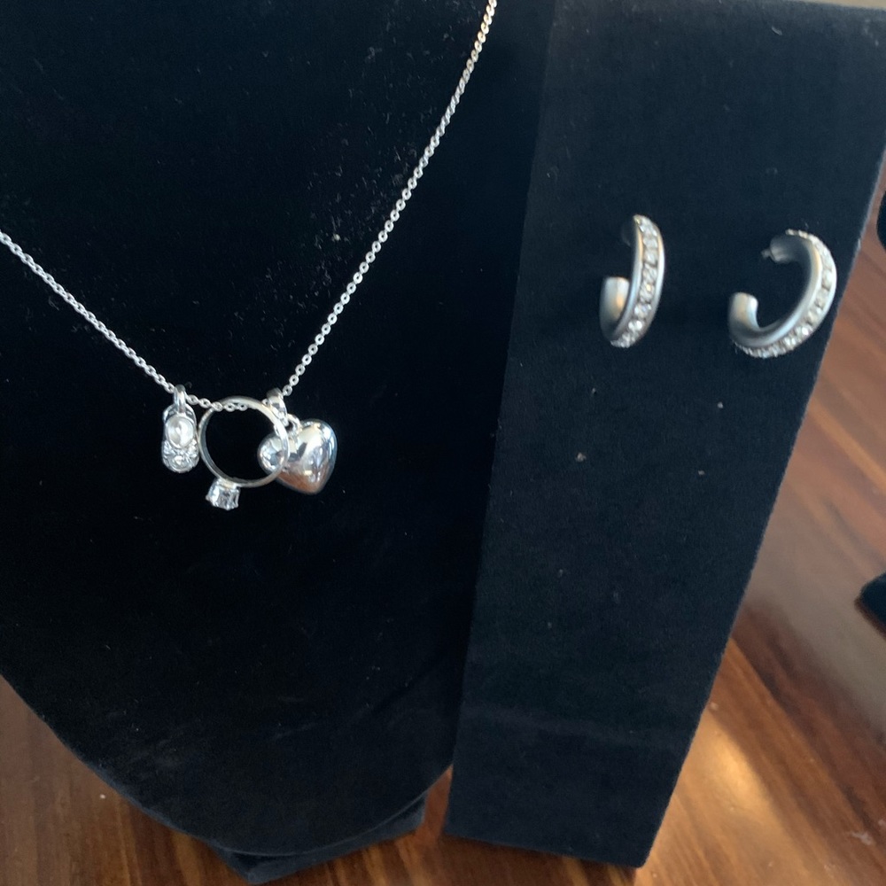 CZ silver Love Marriage Baby necklace & earrings